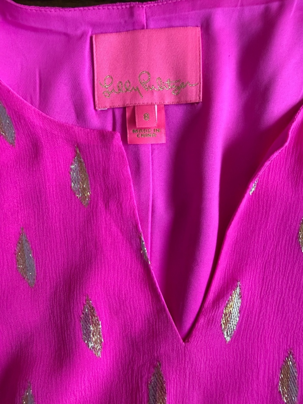 NWOT Lilly Pulitzer Size 8 Pink Silk Dress